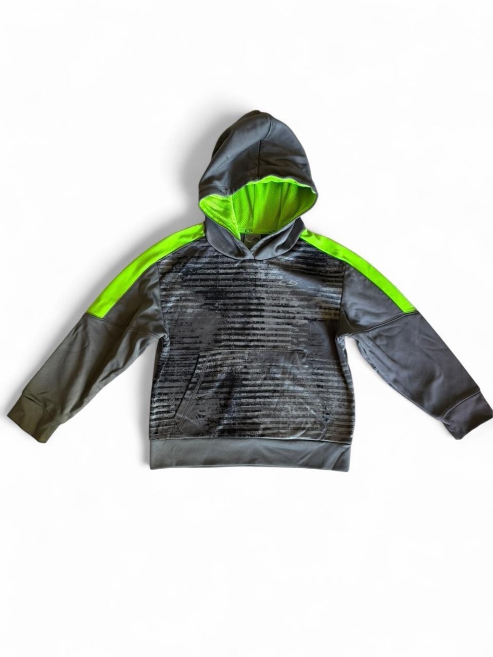 C9 by Champion Boys Duo Dry Tech Hoodie Gray Neon Green S (6/7)